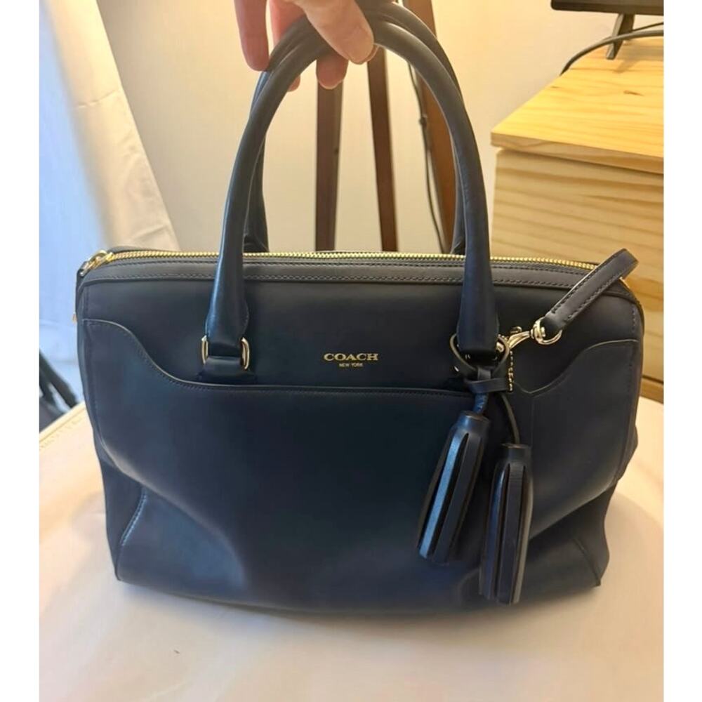 Coach Legacy Pinnacle Large Haley Domed Satchel in Midnight Navy